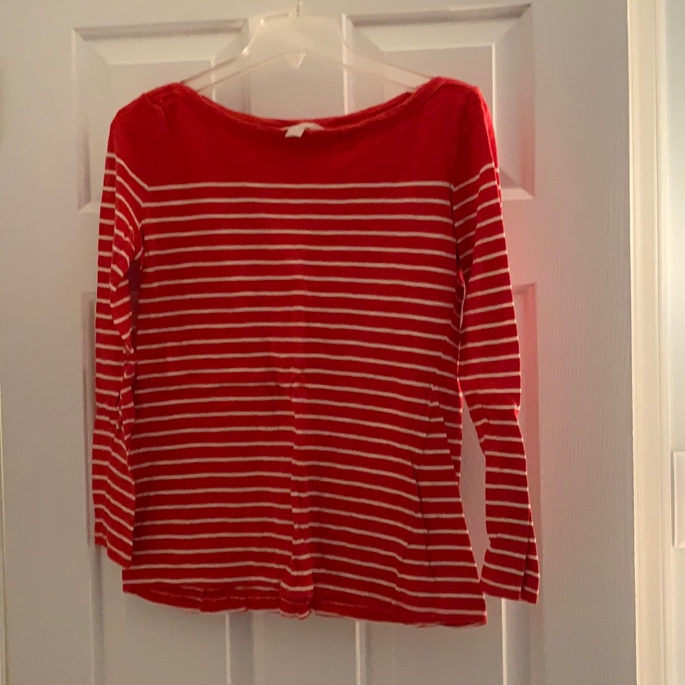 Orange and white stripped boatneck top